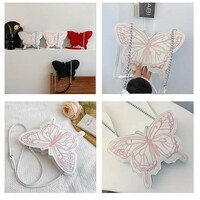 Embroidered Butterfly Shape Shoulder Bag - Thumbnail 7