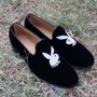 Crafted Leather Men's Black Moccasin Loafers Striking Style Rabbit Head Loafers Dress Shoes-1