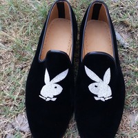 Crafted Leather Men's Black Moccasin Loafers Striking Style Rabbit Head Loafers Dress Shoes - Thumbnail 2