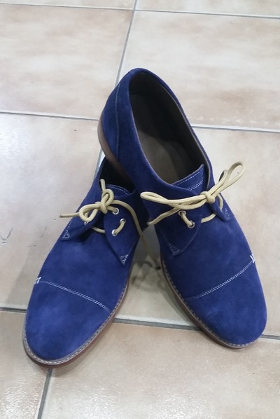 Crafted Leather Blue Suede Leather Oxford Lace up Dress Shoes