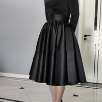 BLACK A-line Skirt , Women Pleated Midi Skirt , Plus Size Black Holiday Party Skirt - Thumbnail 6