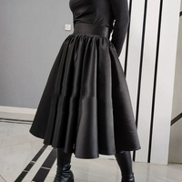 BLACK A-line Skirt , Women Pleated Midi Skirt , Plus Size Black Holiday Party Skirt - Thumbnail 8