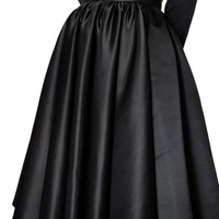BLACK A-line Skirt , Women Pleated Midi Skirt , Plus Size Black Holiday Party Skirt - Thumbnail 11