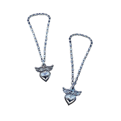 10pcs. long silver heart necklaces-for fashion dolls