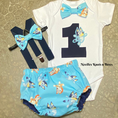 Boys bluey cake smash outfit, bluey 1st birthday outfit boy