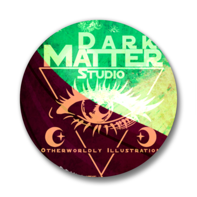 Dark matter studio logo pinback buttons