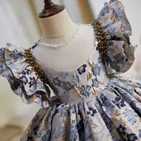 Sequined  Flower Girl Dresses Jewel Neck Bow Puff Princess Ball Gowns For Wedding Birthday Party Little baby Girls Toddlder Pageant Dress - Thumbnail 1