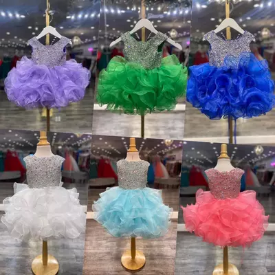 Cupcake girl pageant dress little kids cocktail rising star party wear dance gowns for infant toddler flower girls - Thumbnail 2