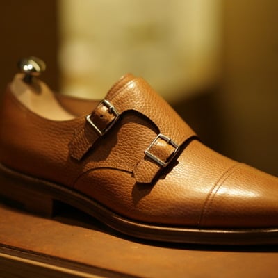 Handmade brown formal wear double monk strap dress shoes men's double buckle shoes edition