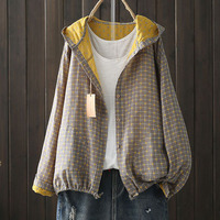 New style printed drawstring casual temperament loose thin jacket coat - Thumbnail 2