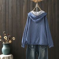 New style printed drawstring casual temperament loose thin jacket coat - Thumbnail 7