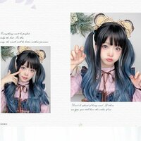 Original blue gradient cos long curly hair wig - Thumbnail 2