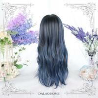 Original blue gradient cos long curly hair wig - Thumbnail 3