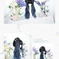 Original blue gradient cos long curly hair wig - Thumbnail 4
