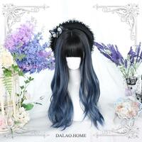 Original blue gradient cos long curly hair wig - Thumbnail 6