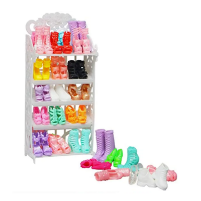 Fashion doll shoe rack w/20 pairs of shoes
