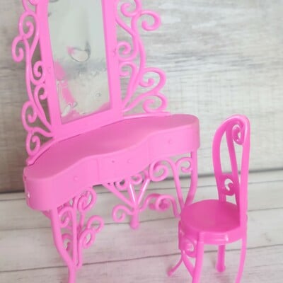 Fashion doll pink vanity set with chair