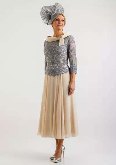 Lace Mother Of The Bride /Groom Dresses 2024 | Beaded Jewel Neck Chiffon Evening Gowns