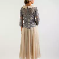 Lace Mother Of The Bride /Groom Dresses 2024 | Beaded Jewel Neck Chiffon Evening Gowns - Thumbnail 3