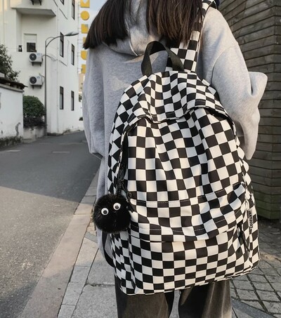 Waterproof Fashion Plaid Backpack