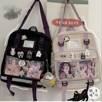 Japanese Style Transparent Pocket Ita Backpack Bag - Thumbnail 2