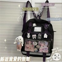 Japanese Style Transparent Pocket Ita Backpack Bag - Thumbnail 5