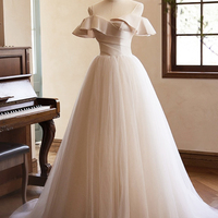 Champagne Spaghetti Straps Floor Length Prom Dress - Thumbnail 1