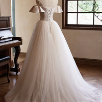 Champagne Spaghetti Straps Floor Length Prom Dress - Thumbnail 3