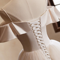 Champagne Spaghetti Straps Floor Length Prom Dress - Thumbnail 4