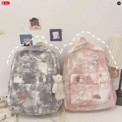 Kawaii Sweet Tie Dye Canvas Backpack
