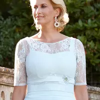 Chic Mint Green Lace Mother Of Bride / Groom Dresses With Half Sleeve Tiered Wedding Guest Dress Knee Length Plus Size Jacket Mothers Groom Gown - Thumbnail 3