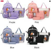 4pcs/set School Bags Large Capacity Canvas Backpack  - Thumbnail 2