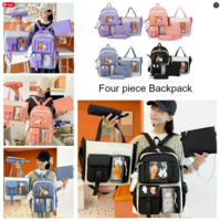4pcs/set School Bags Large Capacity Canvas Backpack  - Thumbnail 9