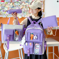 4pcs/set School Bags Large Capacity Canvas Backpack  - Thumbnail 3