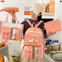 4pcs/set School Bags Large Capacity Canvas Backpack  - Thumbnail 4