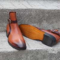 Crafted Leather Bespoke Dress Shoes Brown Leather Jodhpur Strap Boot - Thumbnail 2