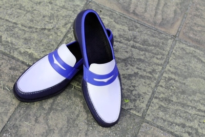 Crafted Leather Unique and Classic Tri Tone Color Leather Moccasin Loafers Dress Shoes