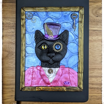 Sir purcy toebean iii steampunk journal cover polymer clay sculpture lined notebook  - Thumbnail 4