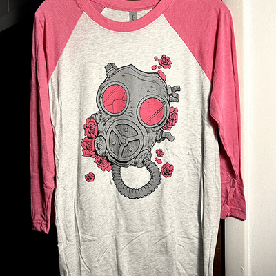 Pink gasmask baseball t-shirt, long sleeved