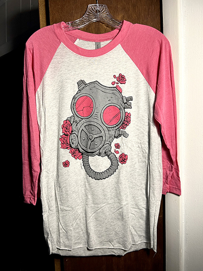 Pink Gasmask Baseball T-Shirt, Long Sleeved