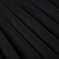 V-neck Pleated Black Dress - Thumbnail 8