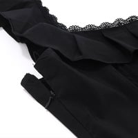 Black Lace Ruffle Flare Dress - Thumbnail 4