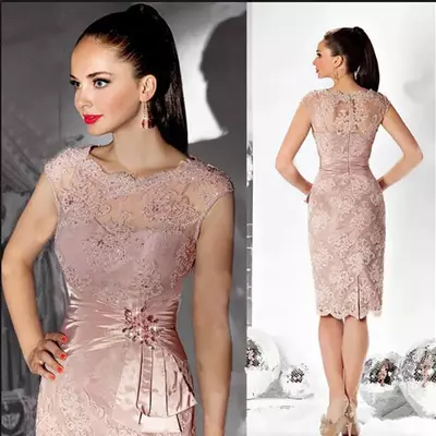 Elegant lace sheath short mother dresses tea-length wedding guest knee length mother of the bride /groom cocktail dress