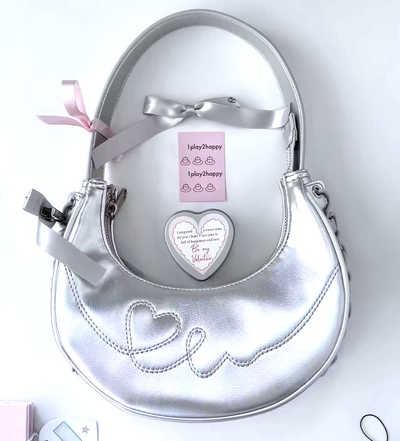 *Free Shipping*Y2K AESTHETIC SILVER SHOULDER BAG