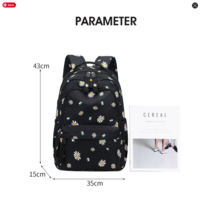 Kawaii Daisy Black Floral Backpack - Thumbnail 7