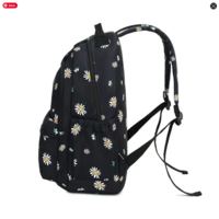 Kawaii Daisy Black Floral Backpack - Thumbnail 2