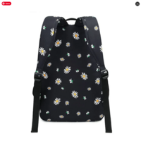 Kawaii Daisy Black Floral Backpack - Thumbnail 3