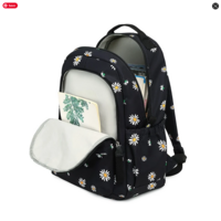 Kawaii Daisy Black Floral Backpack - Thumbnail 4