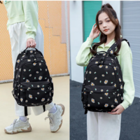 Kawaii Daisy Black Floral Backpack - Thumbnail 1