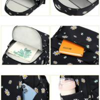 Kawaii Daisy Black Floral Backpack - Thumbnail 8